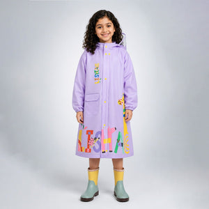 Little Surprise Box Purple Giraffe Raincoat | The Mom Store - XL Kids Raincoat