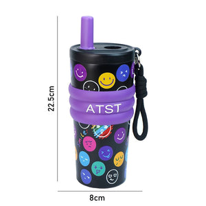 Little Surprise Box Purple Smiley Stainless Steel Tumbler 550ml - Water Bottle