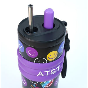 Little Surprise Box Purple Smiley Stainless Steel Tumbler 550ml - Water Bottle