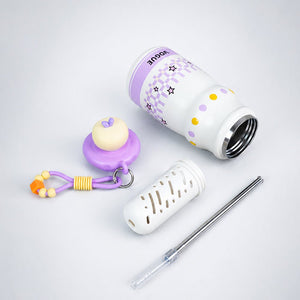 Little Surprise Box Purple Stars Stainless Steel Water Bottle with Infuser | The Mom Store - Purple Water Bottle