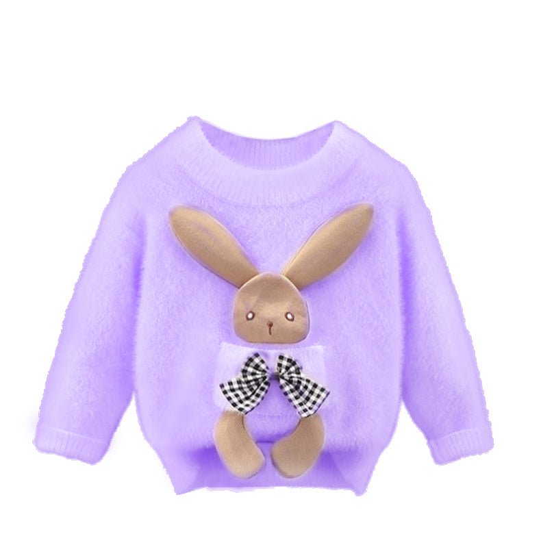 Little Surprise Box Purple with 3d Bunny Kids Cardigan Sweater - LSB - Cardi - RDNKBUNNYPURPL - 1 - 2Y