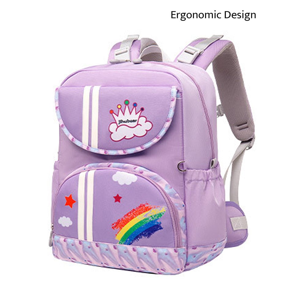 Little Surprise Box Rainbow Splash Ergonomic School Backpack for Kids - LSB-BG-PURRAINBW