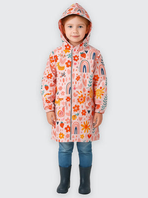 Little Surprise Box, Rainy Garden theme Knee length Raincoat for Kids - LSB - RC - RAINYGARDN - S