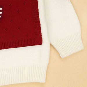 Little Surprise Box Red checks Heart Cardigan with Muffler, Christmas Winter Sweatshirt for Kids - 4 - 5 Years Christmas Sweater