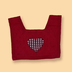 Little Surprise Box Red checks Heart Cardigan with Muffler, Christmas Winter Sweatshirt for Kids - 4 - 5 Years Christmas Sweater