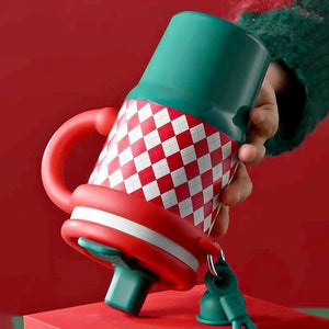 Little Surprise Box Red Checks Stainless Steel Water and Coffee Tumbler for Kids and Adults, 600ml with a free cleaning brush - XMAS BOTTLES