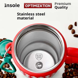 Little Surprise Box Red Checks Stainless Steel Water and Coffee Tumbler for Kids and Adults, 600ml with a free cleaning brush - XMAS BOTTLES