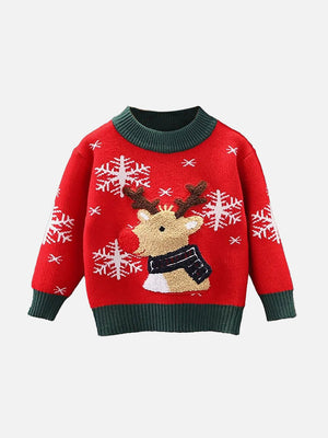 Little Surprise Box Red Flakes Reindeer Warmer Cardigan & Christmas Sweater for Kids-2-3Y - Kids Winter Wear