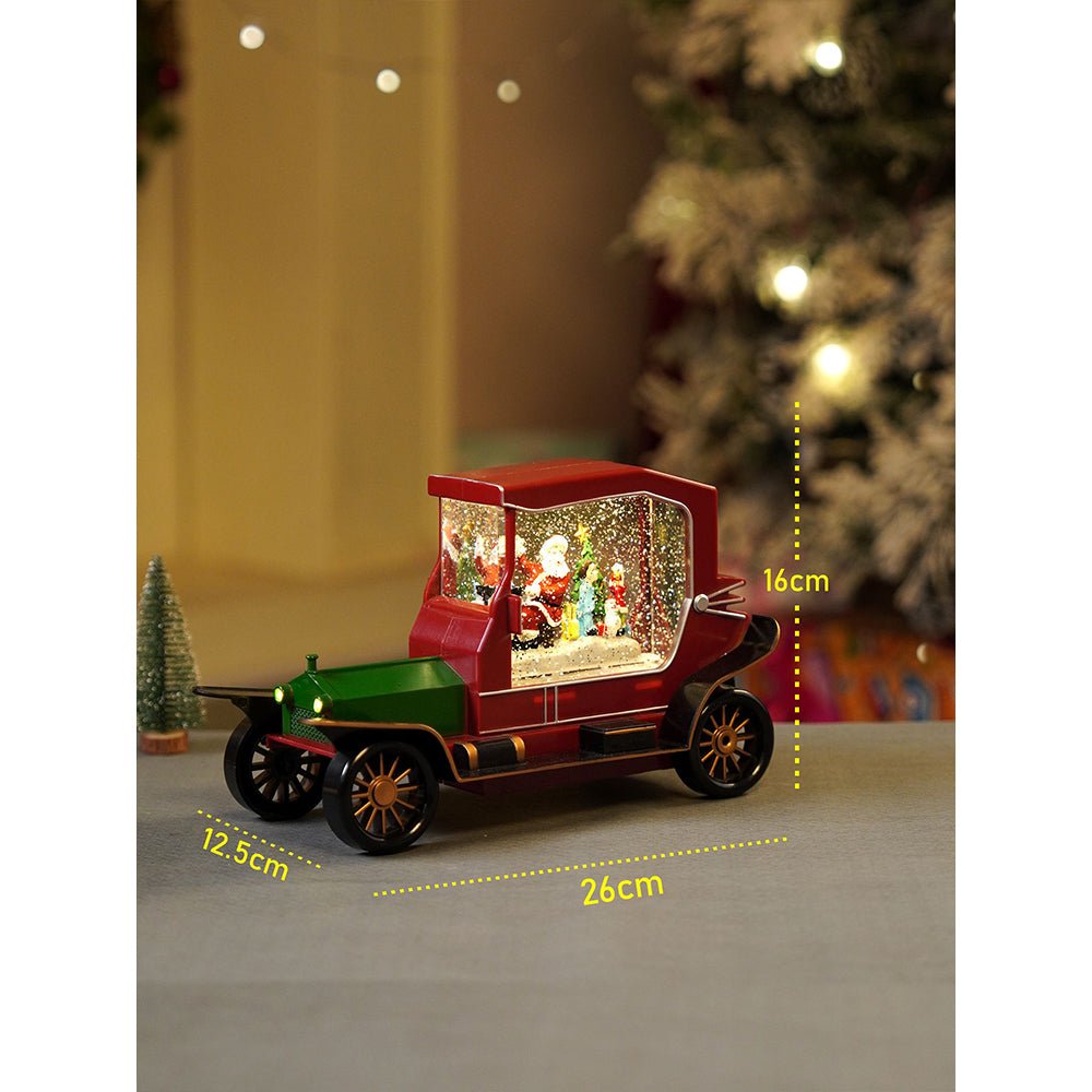 Little Surprise Box Red & Green Vintage Car with Musical Glitter Water Light, Christmas Décor - Christmas Decor