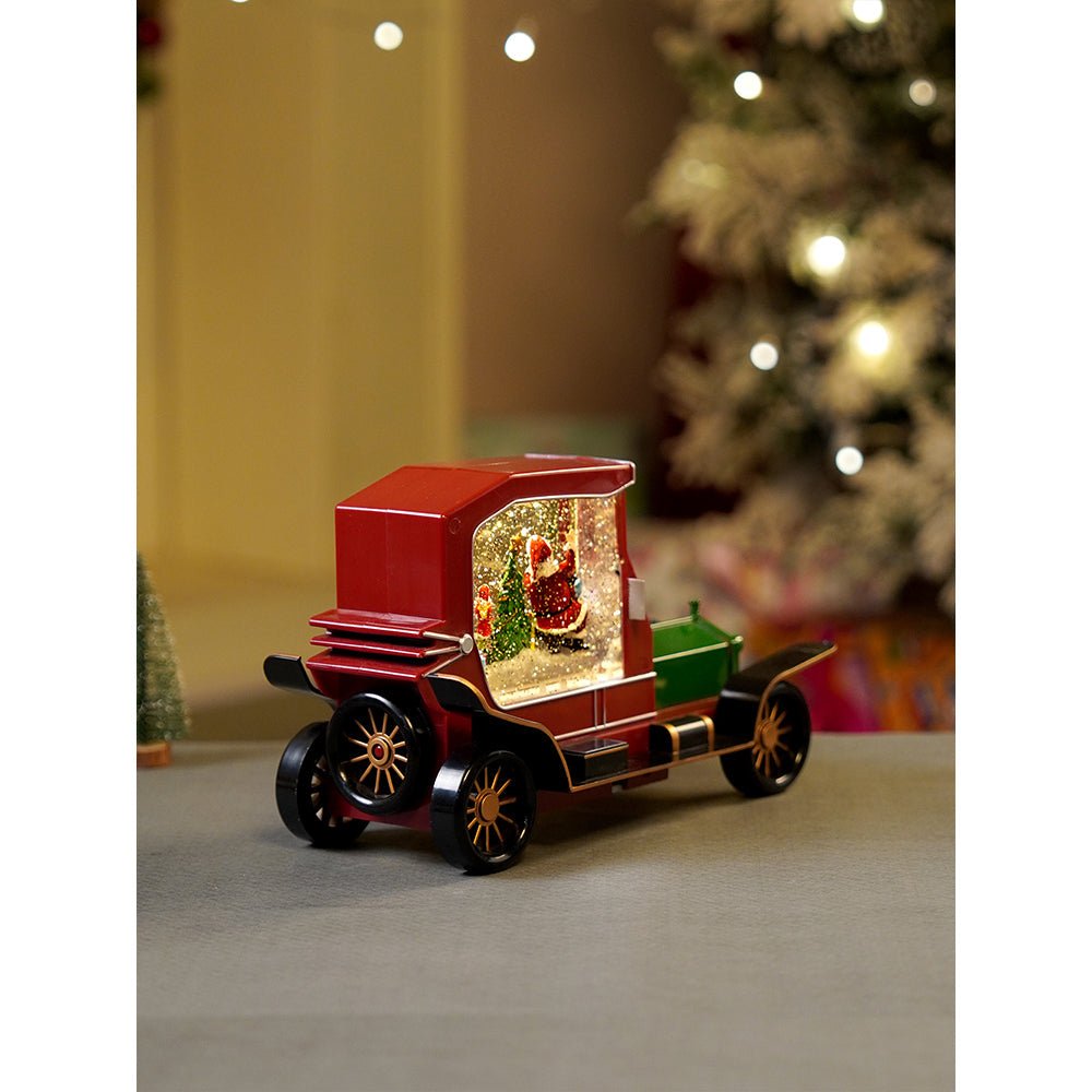 Little Surprise Box Red & Green Vintage Car with Musical Glitter Water Light, Christmas Décor - Christmas Decor