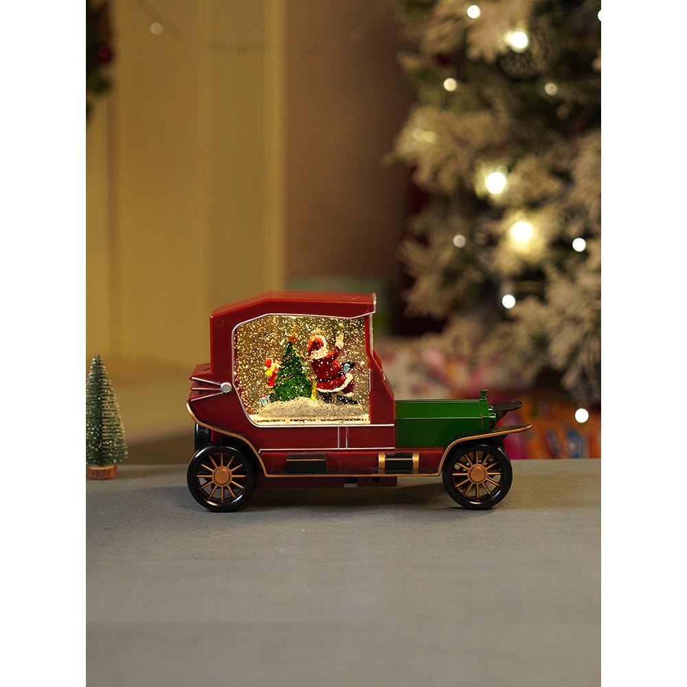 Little Surprise Box Red & Green Vintage Car with Musical Glitter Water Light, Christmas Décor - Christmas Decor