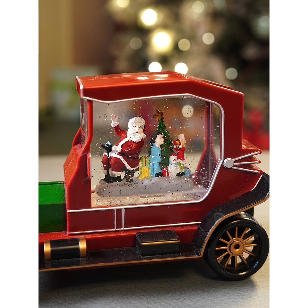 Little Surprise Box Red & Green Vintage Car with Musical Glitter Water Light, Christmas Décor - Christmas Decor