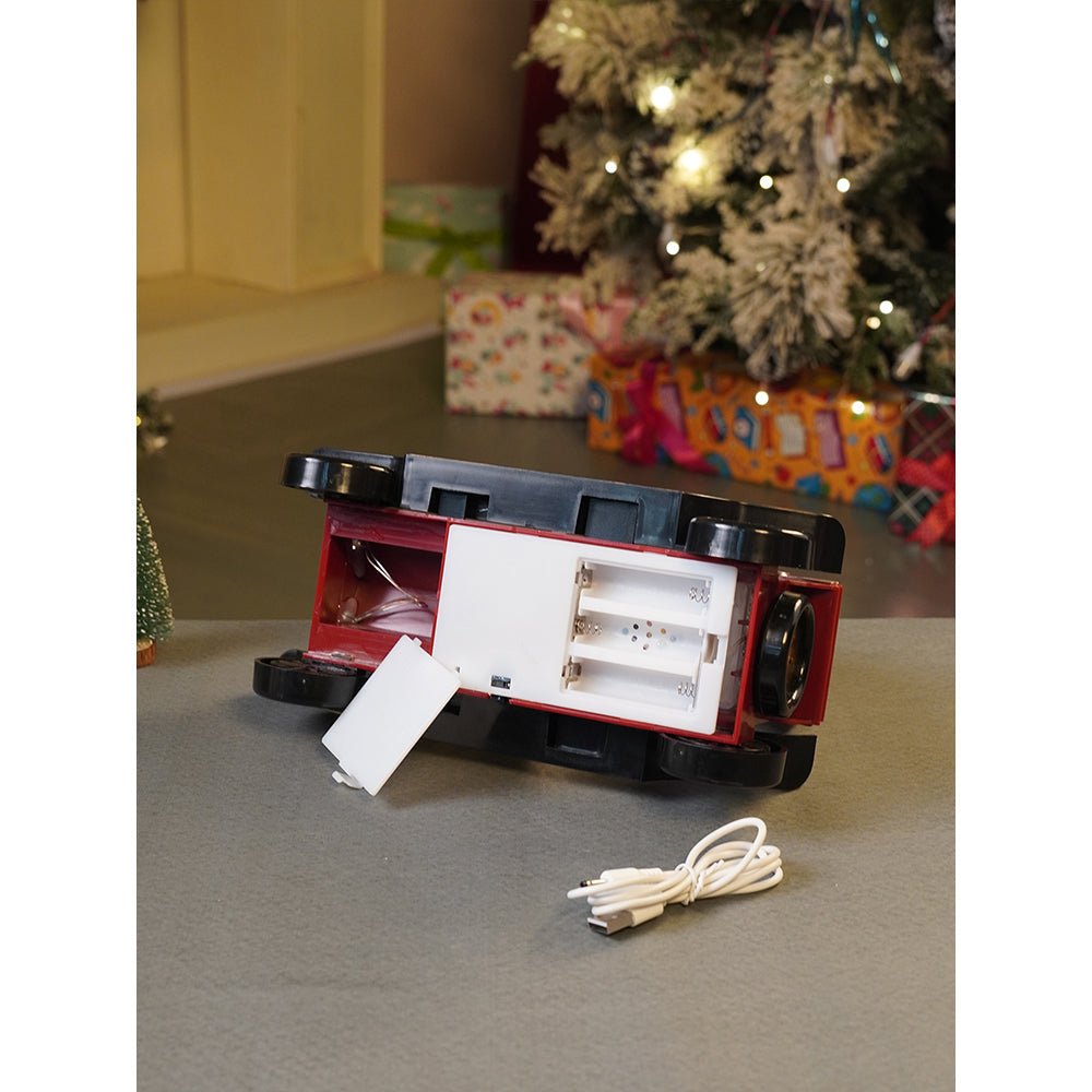 Little Surprise Box Red & Green Vintage Car with Musical Glitter Water Light, Christmas Décor - Christmas Decor