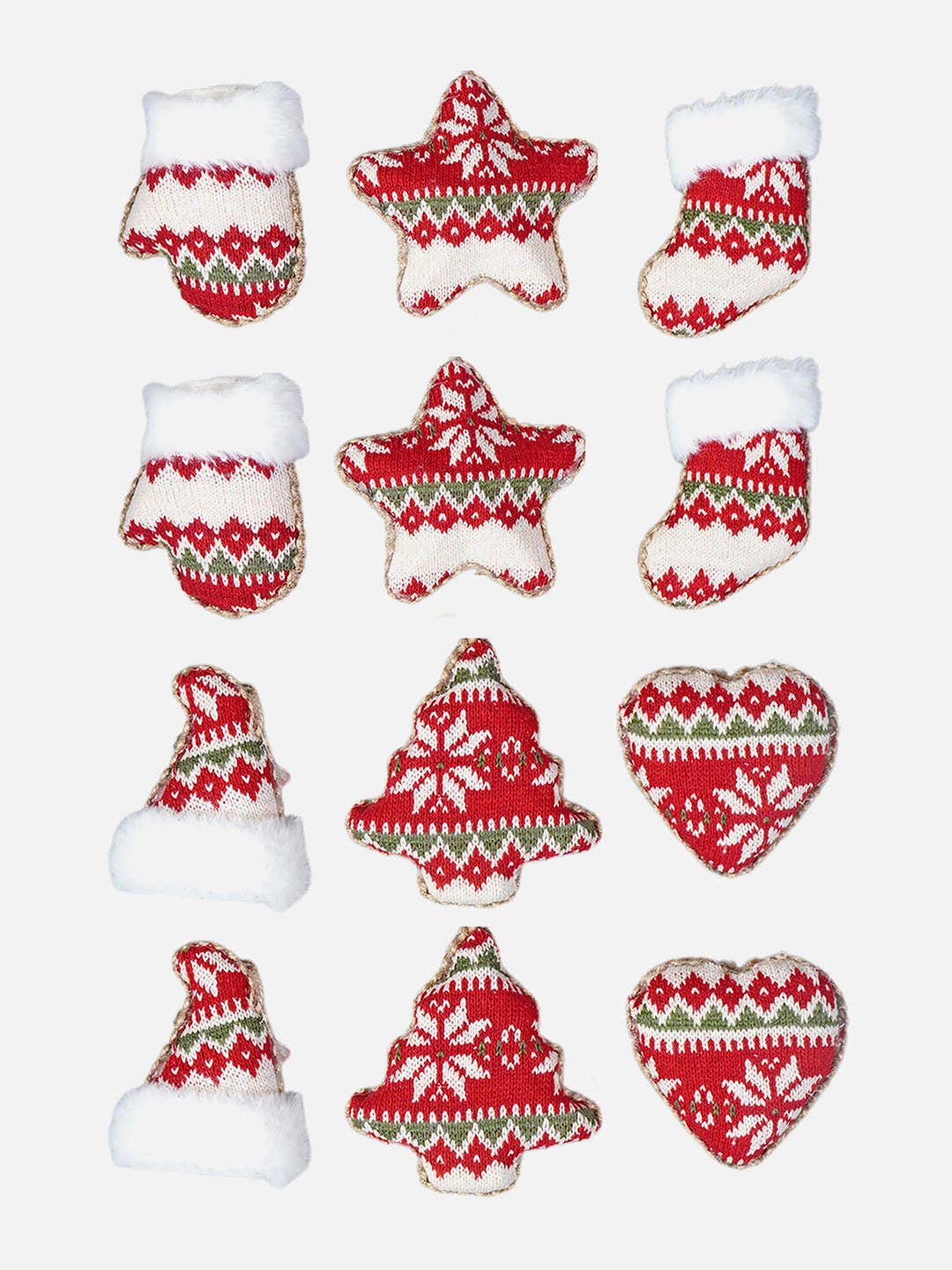 Little Surprise Box Red Knitted Snowflakes themed Christmas Tree Ornaments - LSB - CMS - 6KNIT - TRO