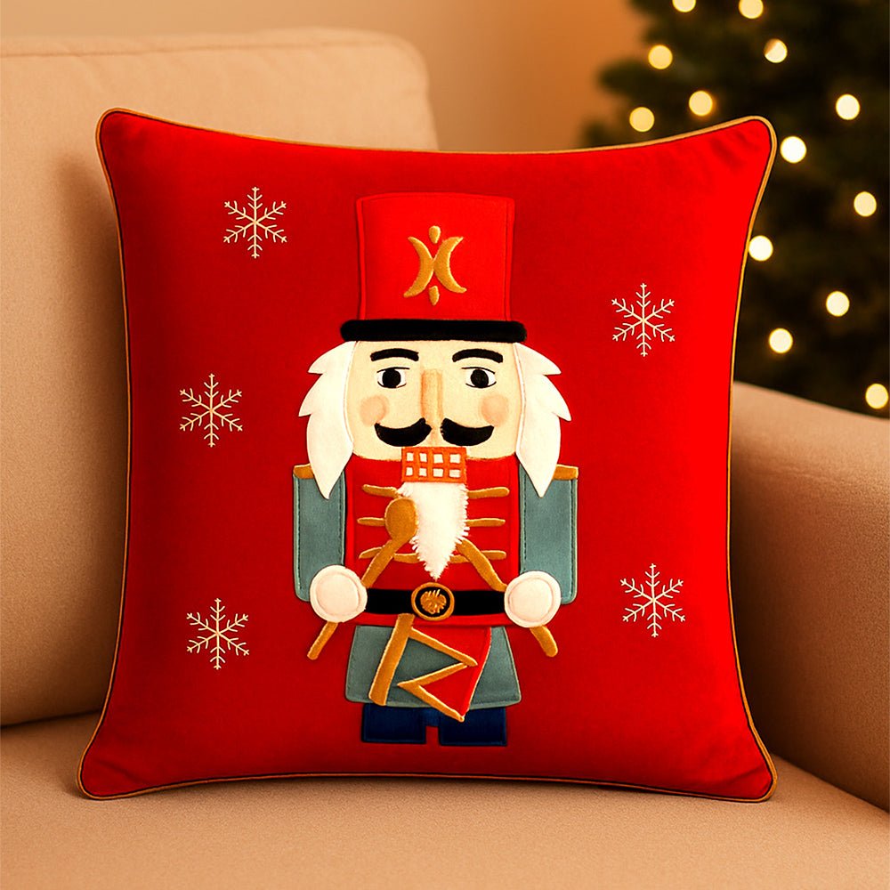 Little Surprise Box Red Nutcracker Soft Fluffy XMAS Pillow, Christmas Sofa Throw and Bedding Décor - Throw Pillow