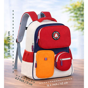 Little Surprise Box Red & Orange 3 different pocket style school backpack for older kids & Adults - Baby Bags