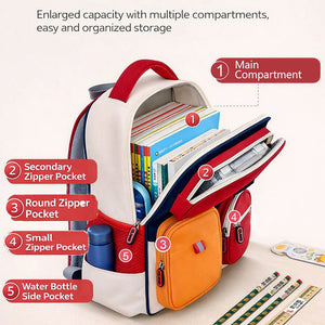 Little Surprise Box Red & Orange 3 different pocket style school backpack for older kids & Adults - Baby Bags
