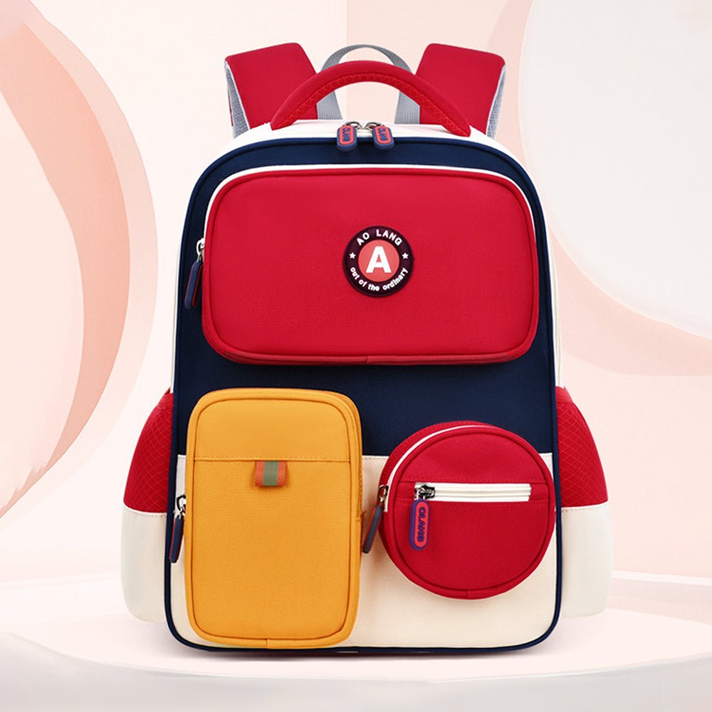 Little Surprise Box Red & Orange 3 different pocket style school backpack for older kids & Adults - Baby Bags