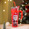 Little Surprise Box Red Santa vacum insulated stainless steel Tumbler with lid and stainless steel straw - Christmas Cutlery
