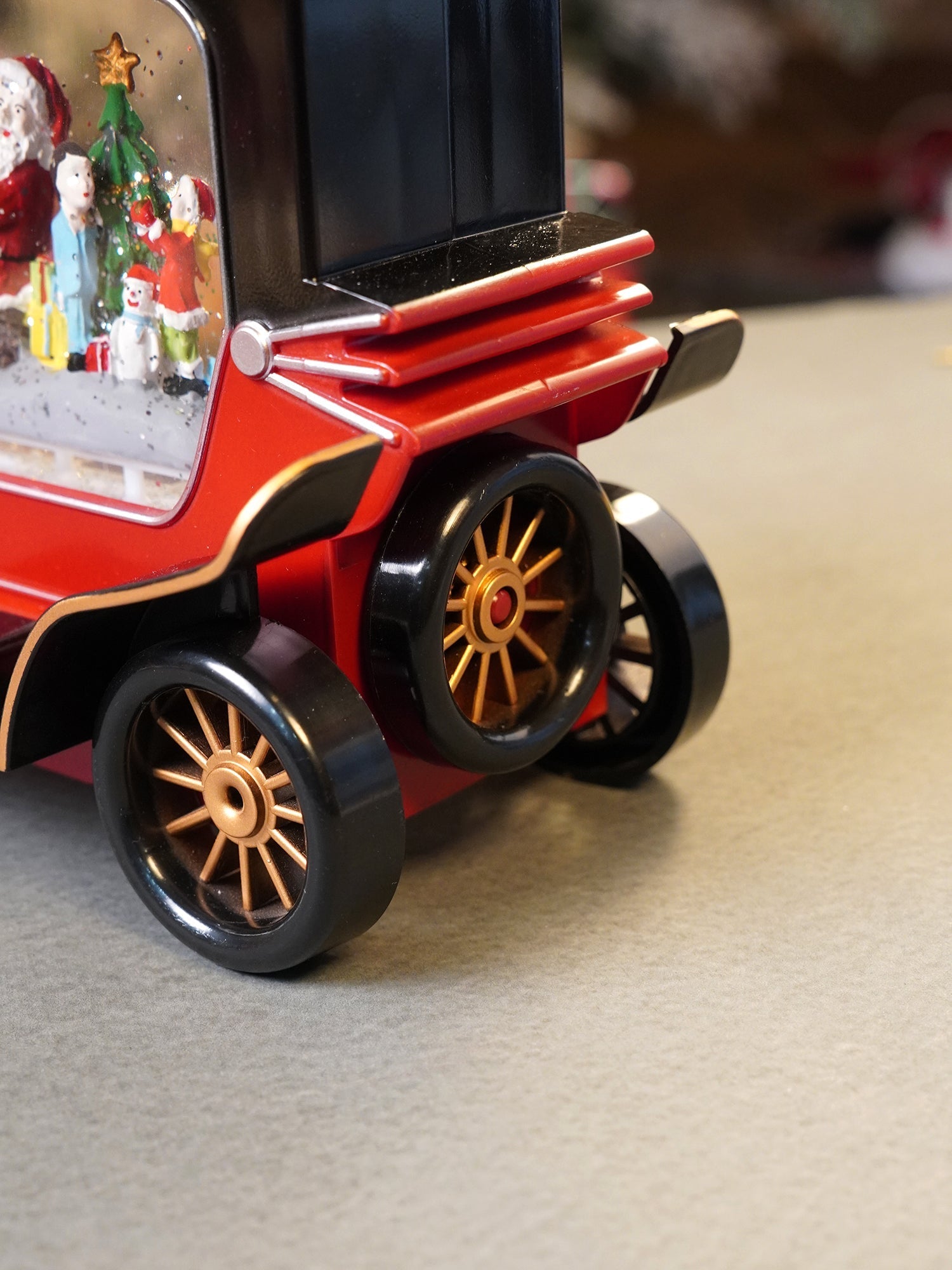 Little Surprise Box Red & Silver Vintage Car with Musical Glitter Water Light, Christmas Home Décor - Christmas Decor