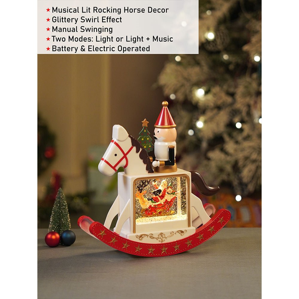 Little Surprise Box Rocking Nutcracker with Tree with Musical Glitter Water & Lights, Christmas Home Décor - Christmas Decor