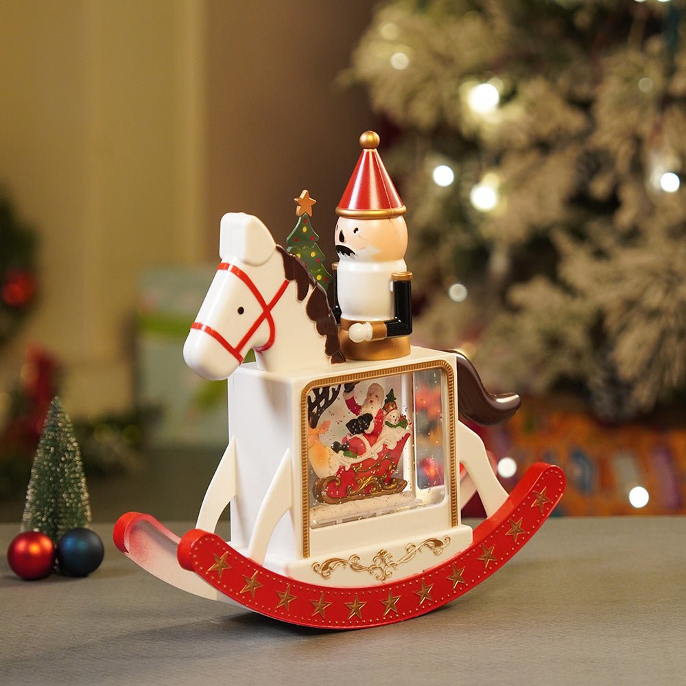Little Surprise Box Rocking Nutcracker with Tree with Musical Glitter Water & Lights, Christmas Home Décor - Christmas Decor