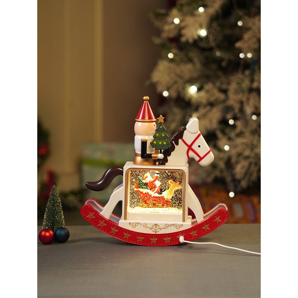 Little Surprise Box Rocking Nutcracker with Tree with Musical Glitter Water & Lights, Christmas Home Décor - Christmas Decor