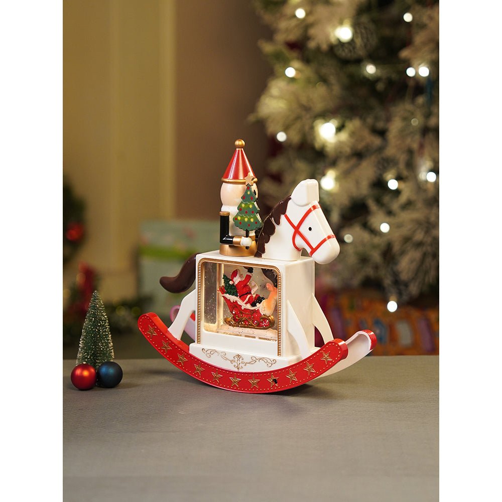 Little Surprise Box Rocking Nutcracker with Tree with Musical Glitter Water & Lights, Christmas Home Décor - Christmas Decor