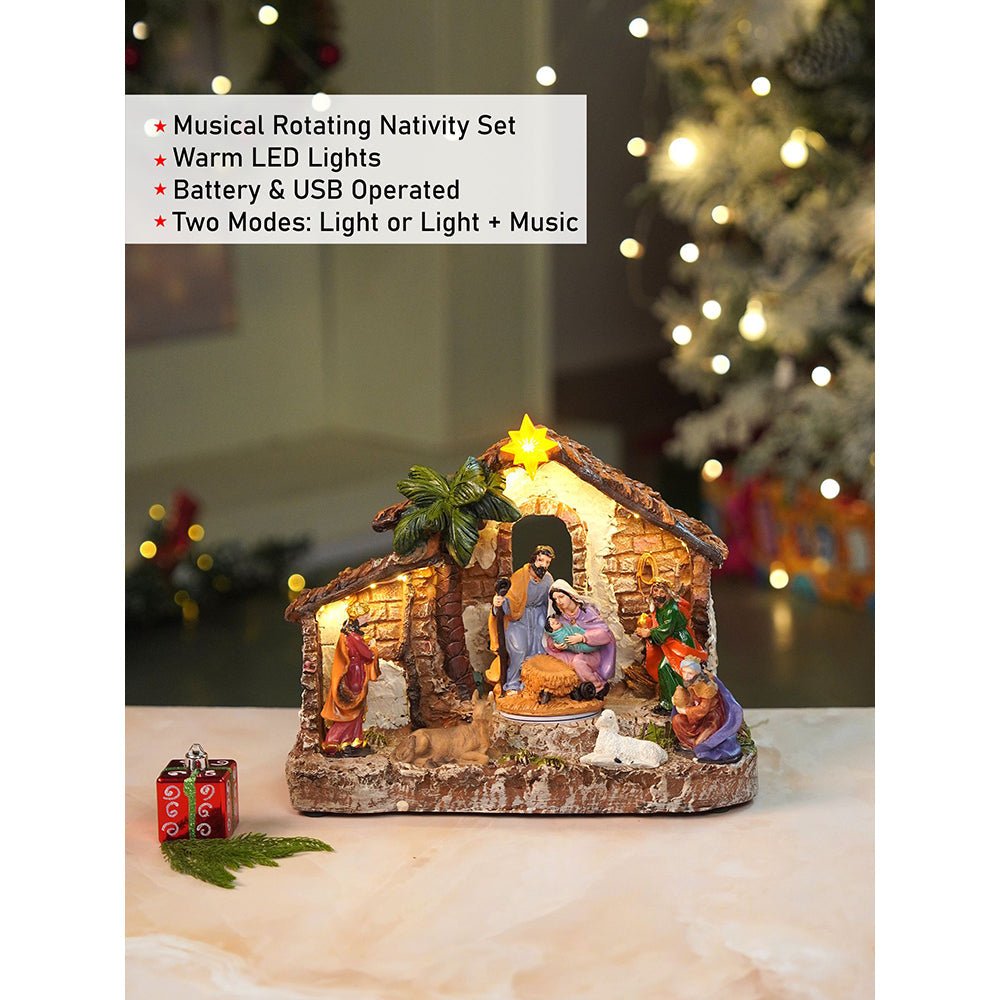 Little Surprise Box Rotating, Light & Musical Jesus Family Christmas Crib Nativity Set christmas decor - Christmas Decor
