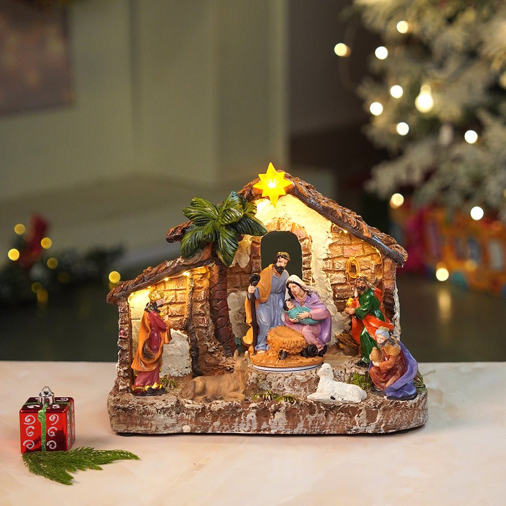 Little Surprise Box Rotating, Light & Musical Jesus Family Christmas Crib Nativity Set christmas decor - Christmas Decor