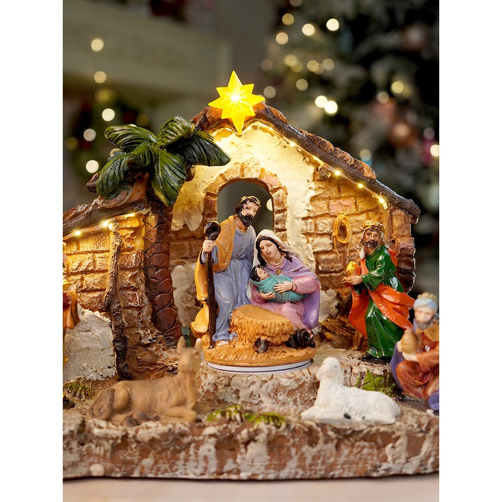 Little Surprise Box Rotating, Light & Musical Jesus Family Christmas Crib Nativity Set christmas decor - Christmas Decor