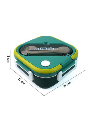 Little Surprise Box Rounded Square Stainless Steel Kids Lunch Box - LSB - LB - GRN - ROUNDSQR