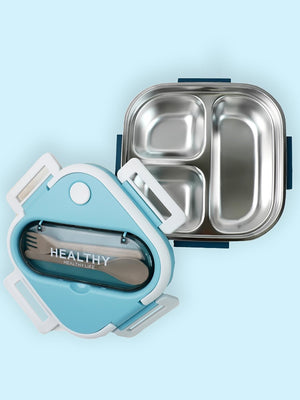 Little Surprise Box Rounded Square Stainless Steel Kids Lunch Box - LSB - LB - BLU - ROUNDSQR
