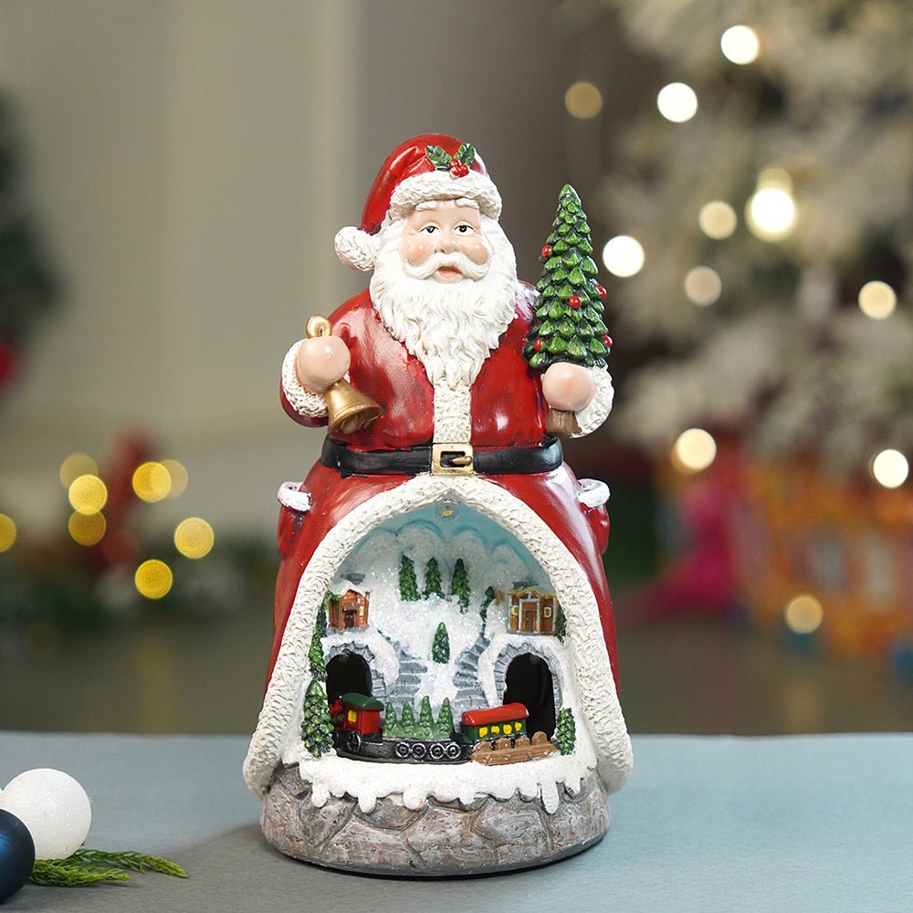 Little Surprise Box Santa Belly Train Rotating, Musical & Lit Christmas Decoration & Home Decor - Christmas Decor