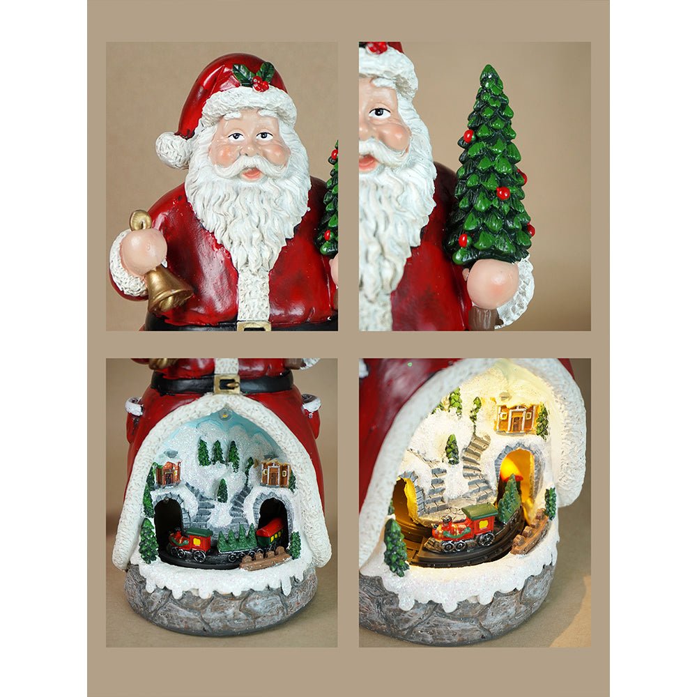 Little Surprise Box Santa Belly Train Rotating, Musical & Lit Christmas Decoration & Home Decor - Christmas Decor