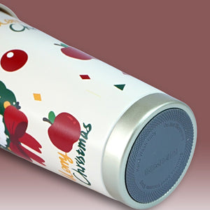 Little Surprise Box Santa Bow, Wreath & Apple, xmas themed, stainless steel Coffee/Water Tumbler Bottle, 500ml with free cleaning brush - XMAS BOTTLES