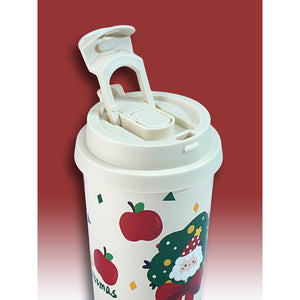 Little Surprise Box Santa Bow, Wreath & Apple, xmas themed, stainless steel Coffee/Water Tumbler Bottle, 500ml with free cleaning brush - XMAS BOTTLES