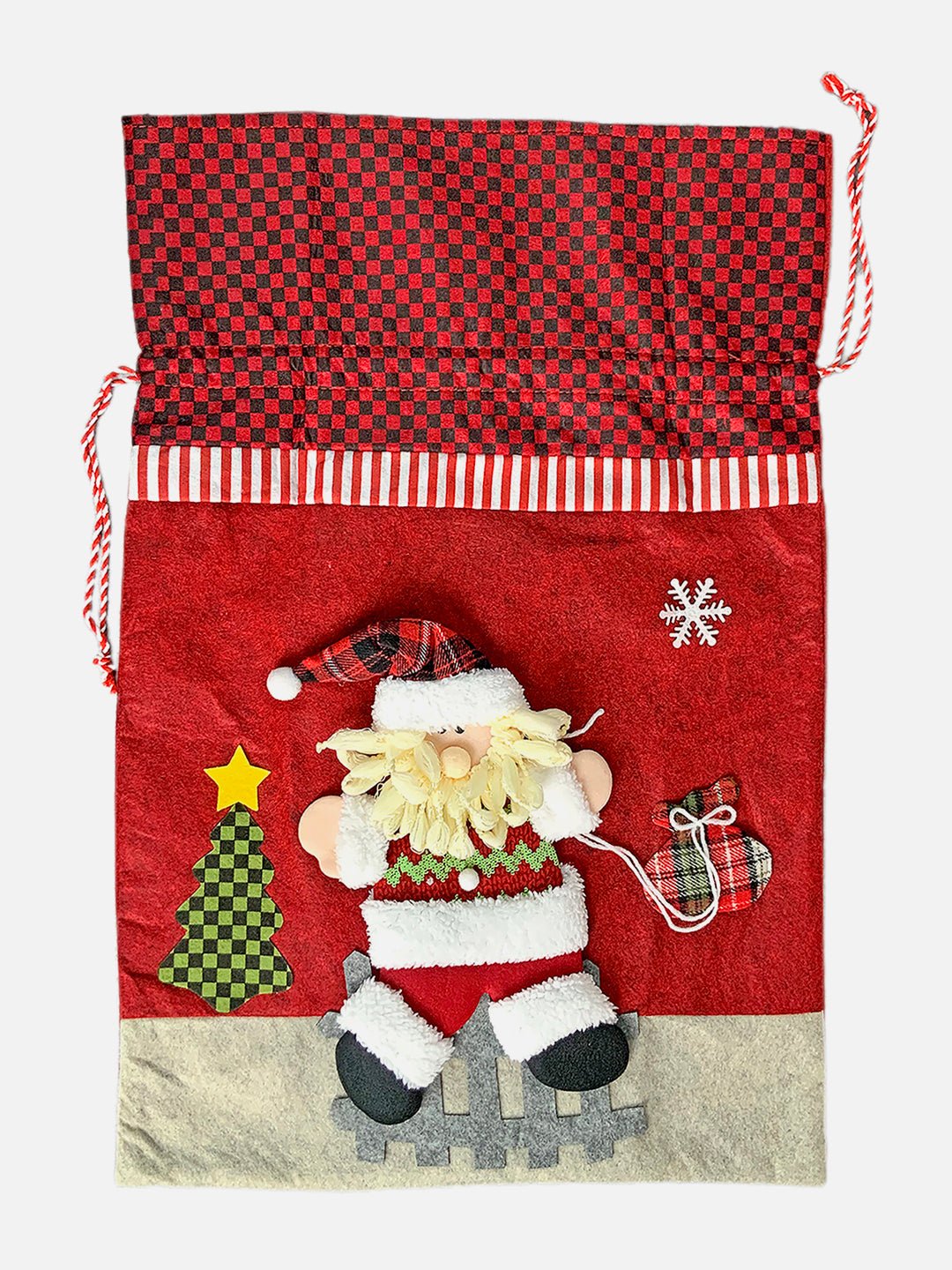 Little Surprise Box Santa Checks Christmas Sack for Christmas Gifts and Home Décor - LSB - CMS - CHECKSSANTA - SACK