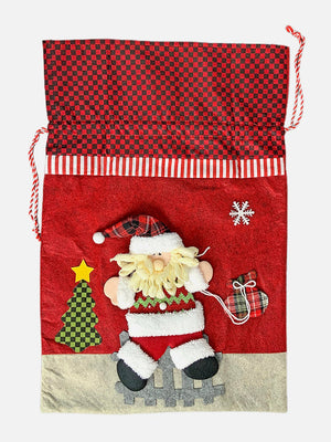 Little Surprise Box Santa Checks Christmas Sack for Christmas Gifts and Home Décor - LSB - CMS - CHECKSSANTA - SACK