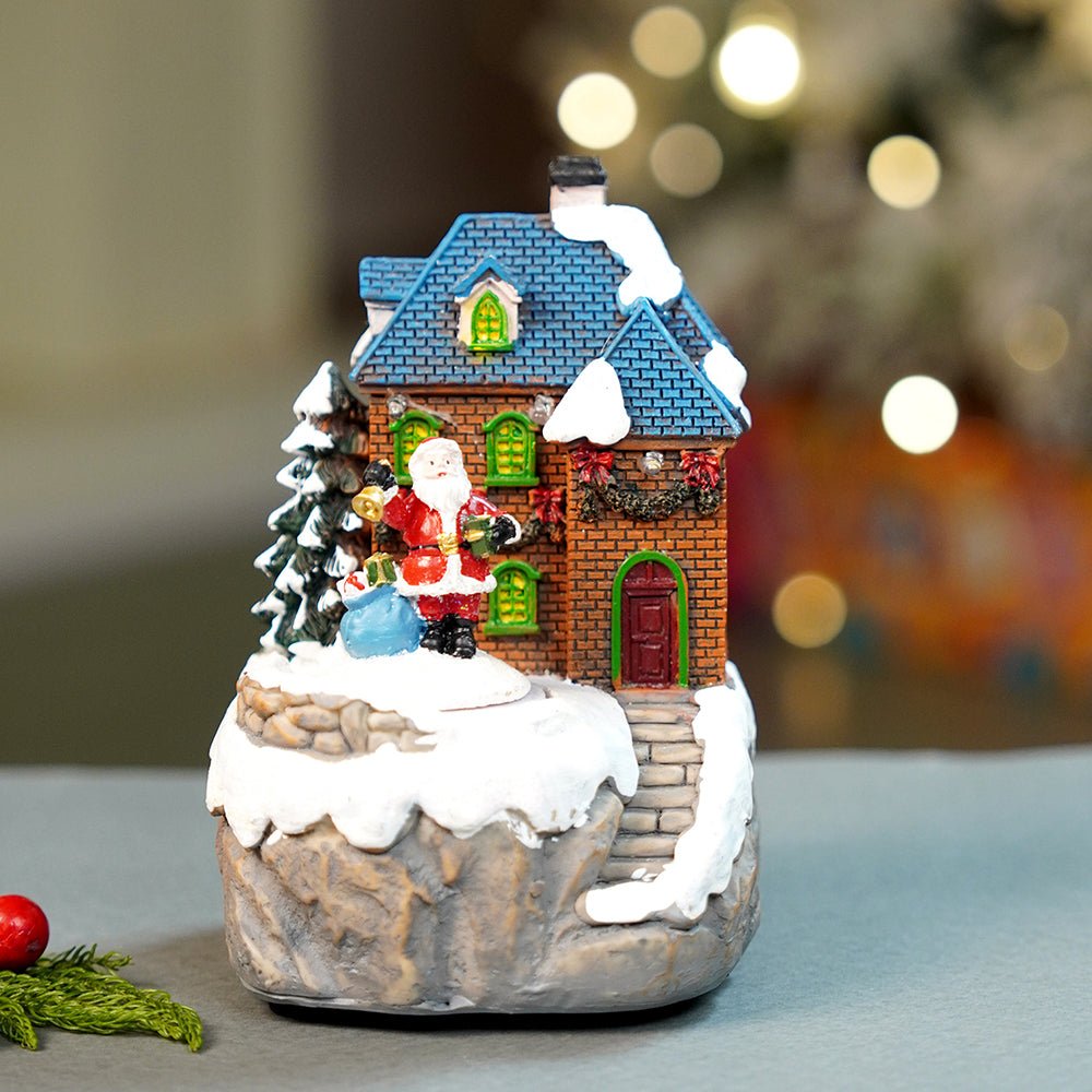 Little Surprise Box Santa House figurine rotating, musical & Lit Christmas Decoration & Home Décor - Christmas Decor