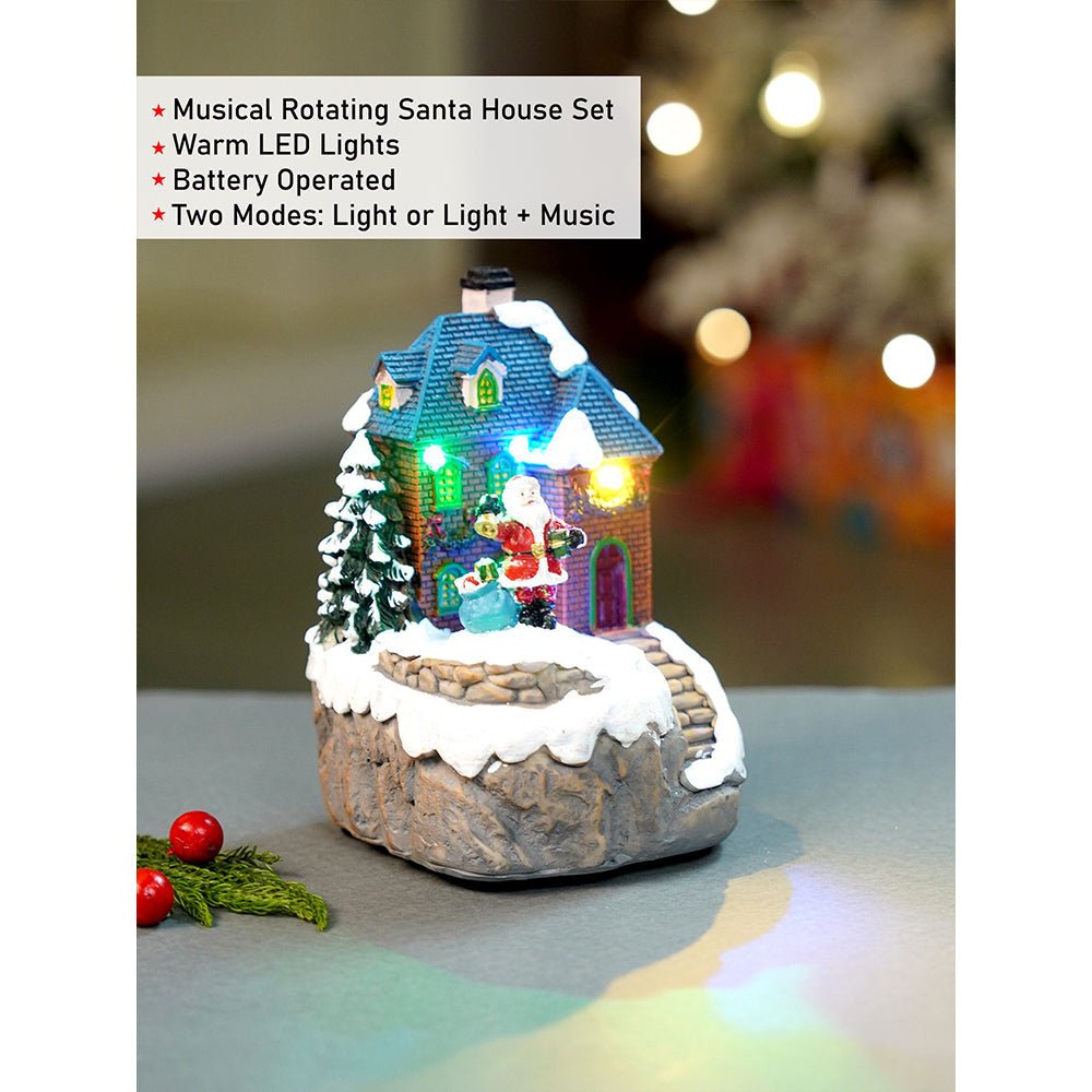 Little Surprise Box Santa House figurine rotating, musical & Lit Christmas Decoration & Home Décor - Christmas Decor
