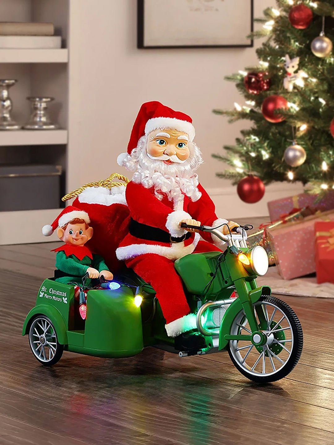 Little Surprise Box Santa Motorcycle Musical Xmas Décor - Christmas Decor