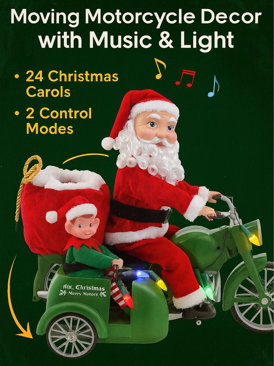 Little Surprise Box Santa Motorcycle Musical Xmas Décor - Christmas Decor