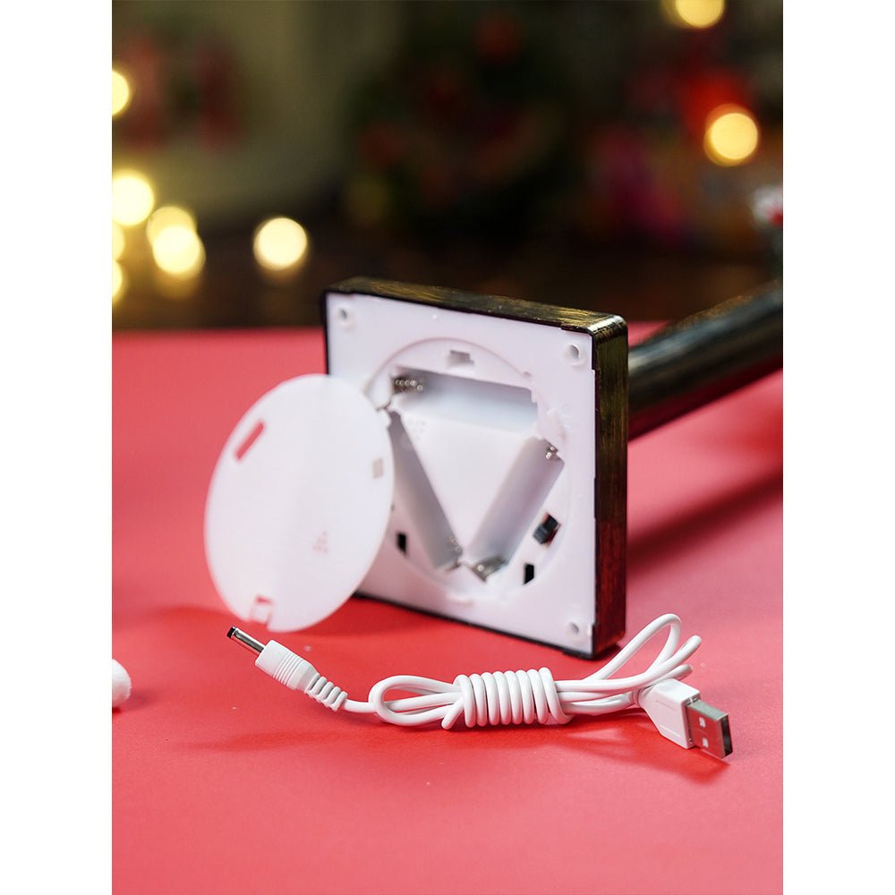 Little Surprise Box Santa Puppy Vintage Street lamp style, Glitter water with lights christmas home and table décor - Christmas Decor