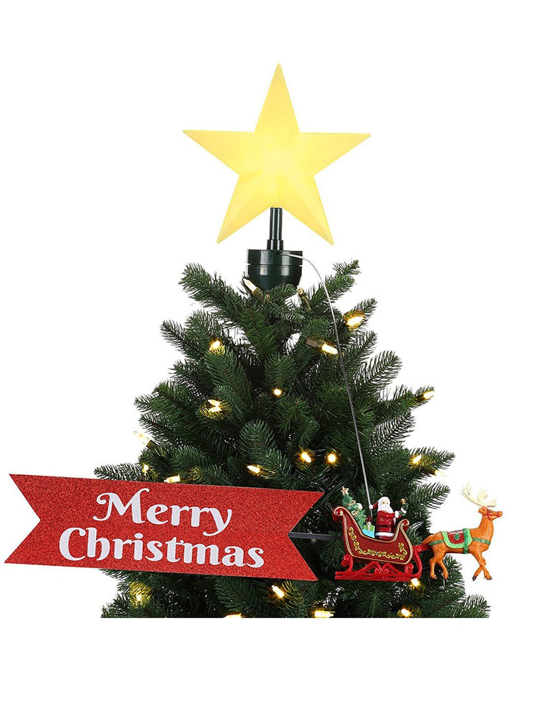 Little Surprise Box Santa Sleigh rotating Christmas Tree animated Topper - Christmas Decor