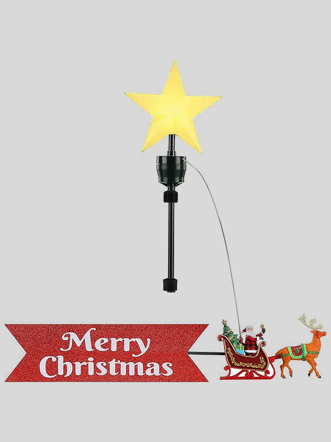 Little Surprise Box Santa Sleigh rotating Christmas Tree animated Topper - Christmas Decor