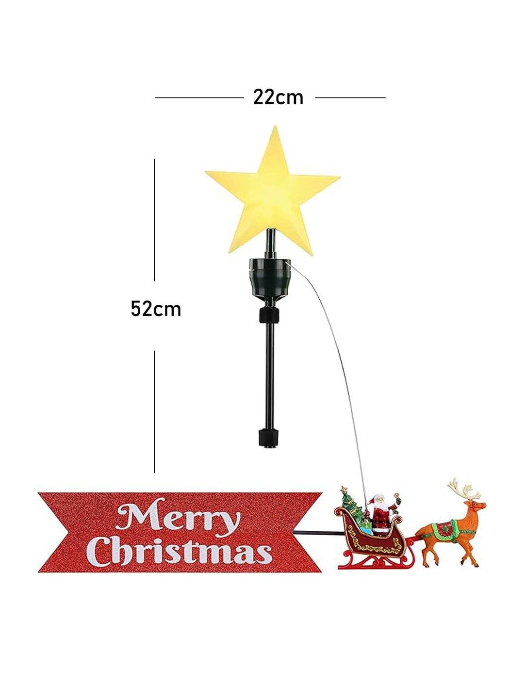 Little Surprise Box Santa Sleigh rotating Christmas Tree animated Topper - Christmas Decor