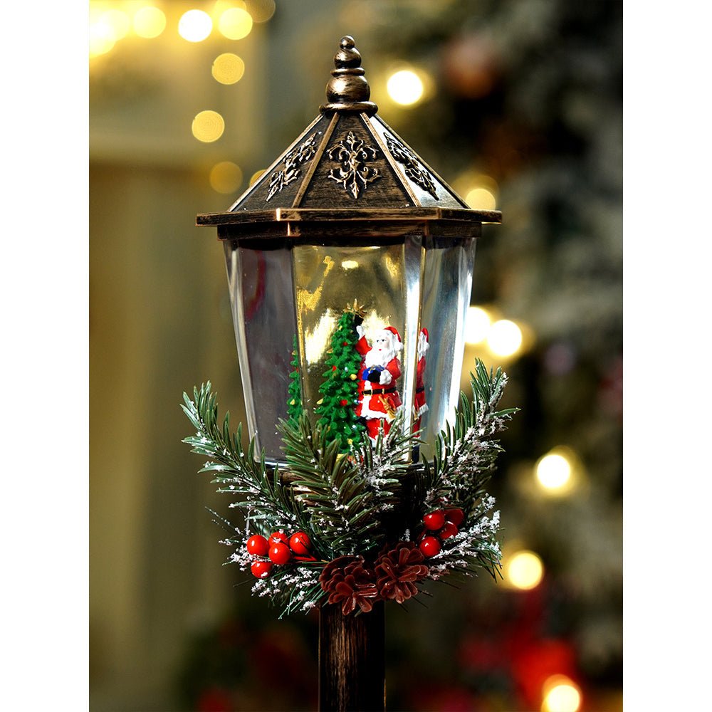Little Surprise Box Santa Star Tree Vintage Street lamp style , Glitter water with lights christmas home Decor - Christmas Hat