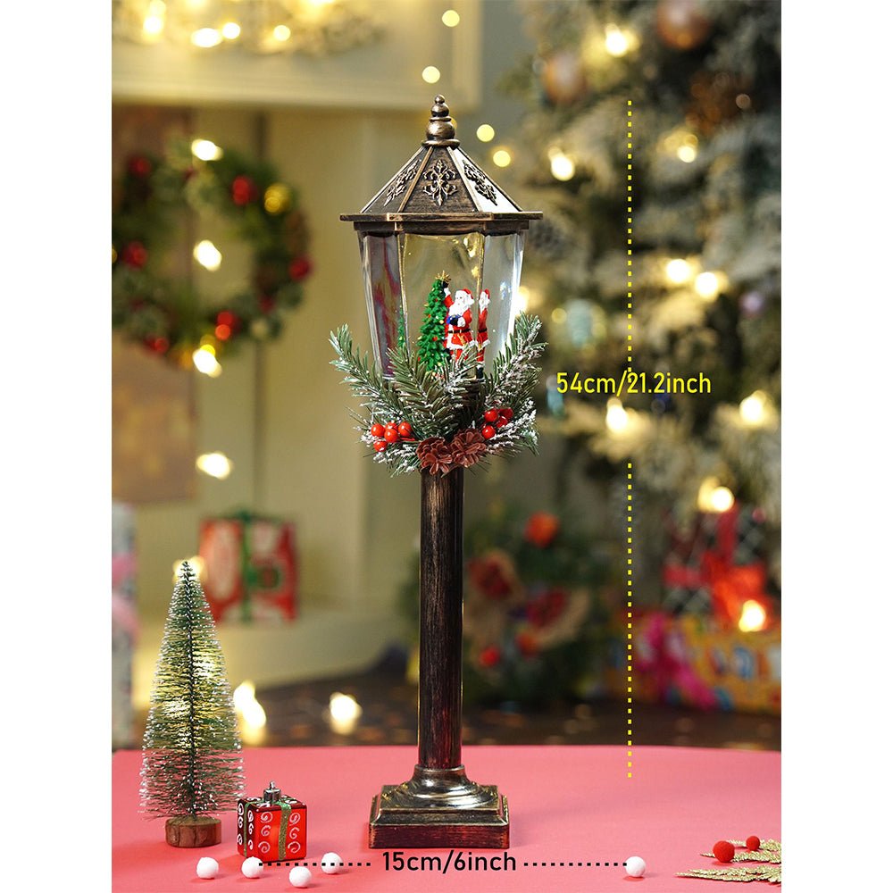 Little Surprise Box Santa Star Tree Vintage Street lamp style , Glitter water with lights christmas home Decor - Christmas Hat