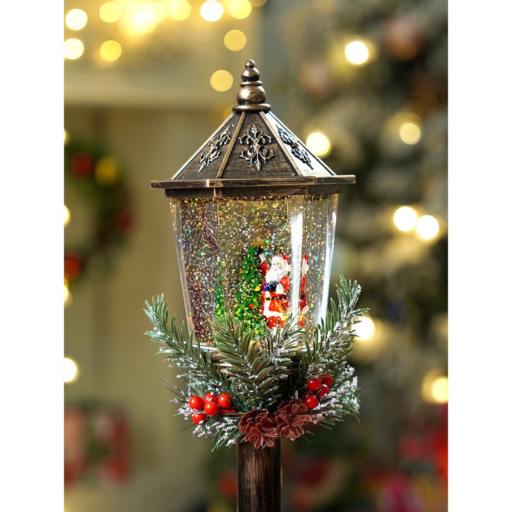 Little Surprise Box Santa Star Tree Vintage Street lamp style , Glitter water with lights christmas home Decor - Christmas Hat